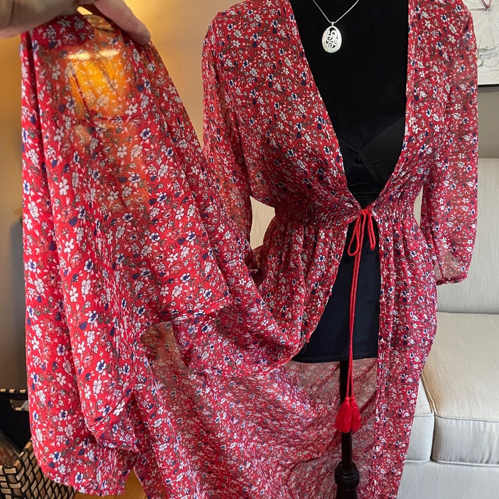 Pretty, sheer outer garment, 3/4 sleeve, sz Med - Picture 4 of 10